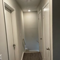 hallway bathroom at Creekview Apartments Located in Scottdale, Georgia